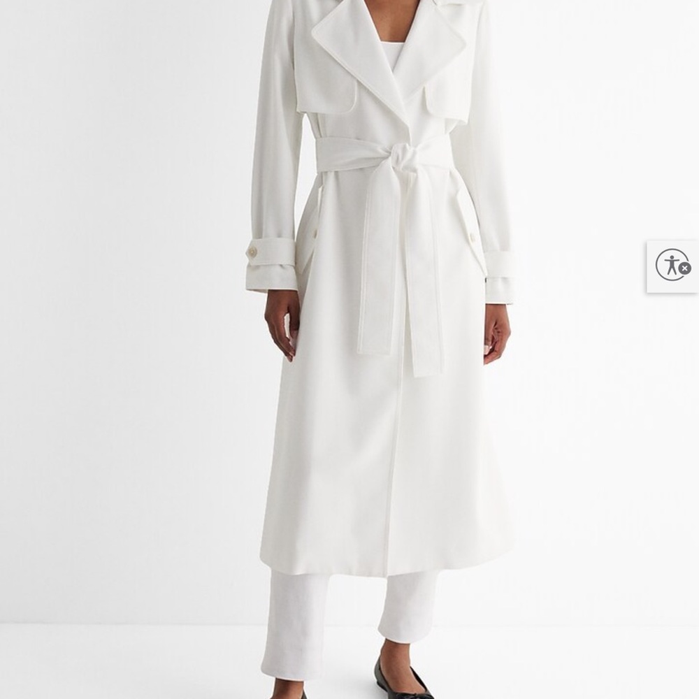 Express Classic White Belted Coat